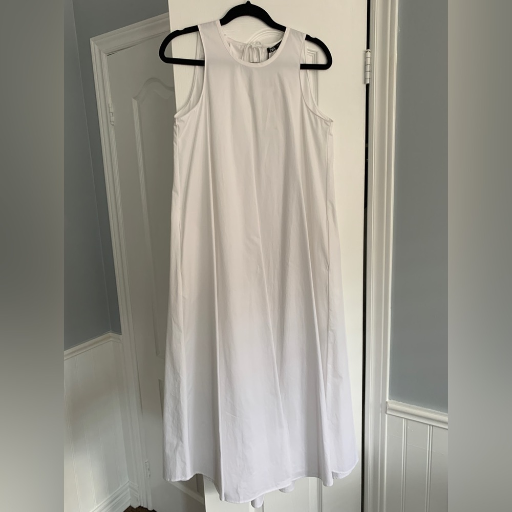 White Zara poplin maxi dress